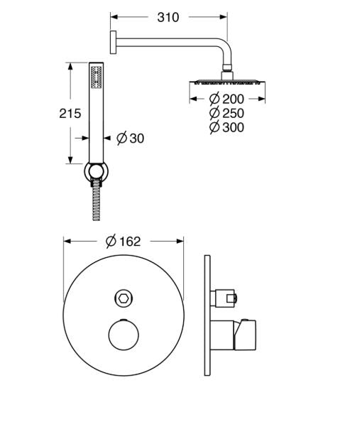 Amalia – Kit doccia incasso con deviatore e soffione anticalcare in acciaio