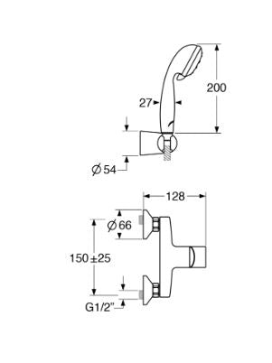 Fly – Monocomando doccia esterno frontale con duplex e varie rifiniture
