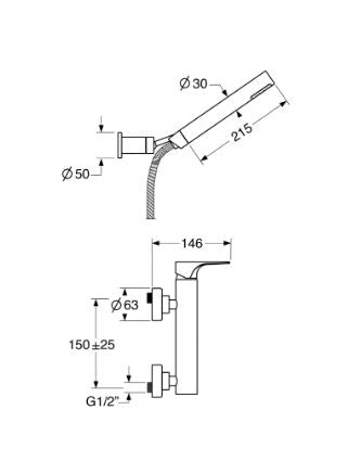 Fly – Monocomando doccia esterno leva laterale con duplex