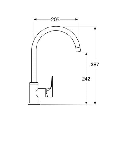 Fly – Monocomando lavello leva laterale canna “C” con varie rifiniture