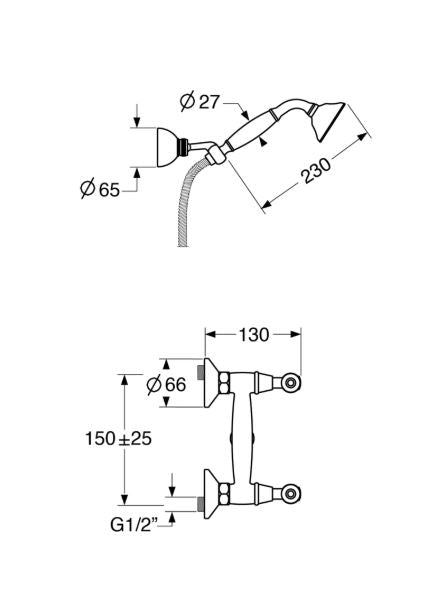 Iris – Gruppo doccia esterno con duplex e varie rifiniture