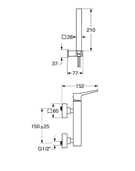 Rubino – Monocomando doccia esterno con duplex e varie rifiniture