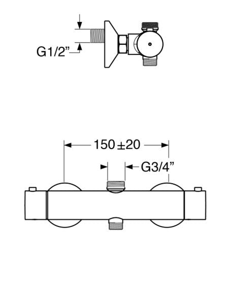 Termostatico – Miscelatore termostatico esterno doccia tondo doppia uscita