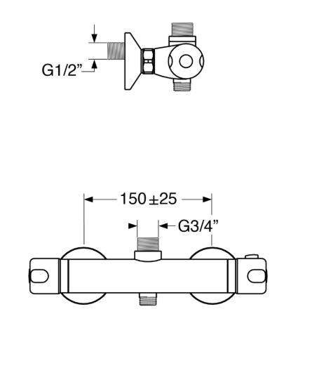 Termostatico – Miscelatore termostatico esterno doccia doppia uscita