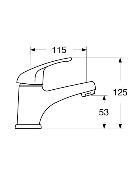 Ciao - Monocomando lavabo senza scarico e base in pvc cromata