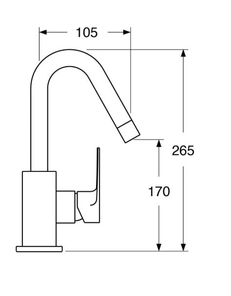 Line - Monocomando lavabo leva laterale con scarico a pressione