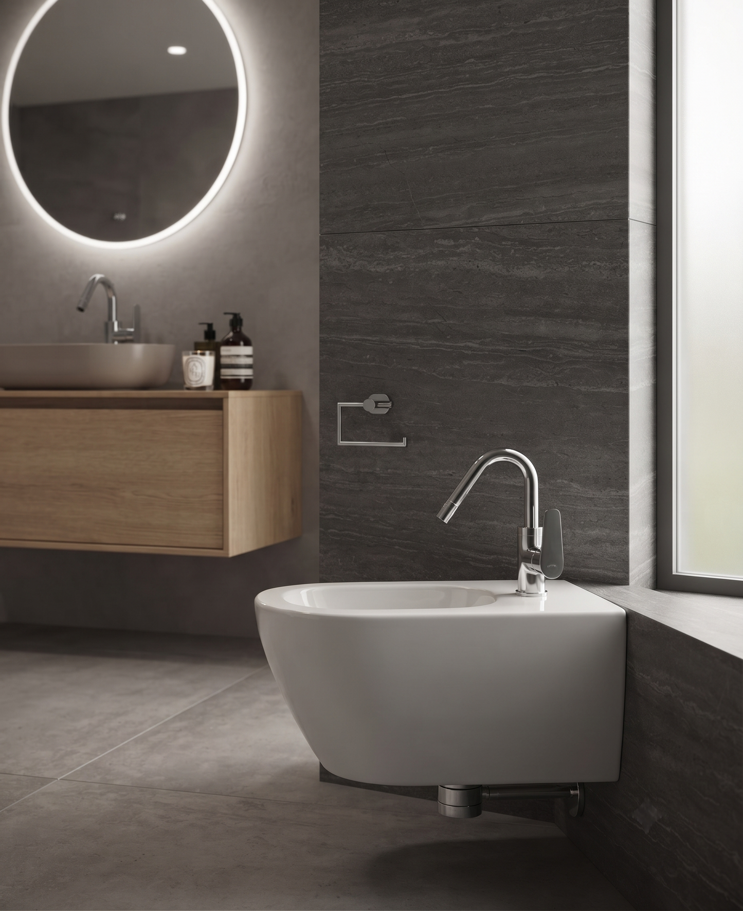 Line - Monocomando bidet leva laterale con scarico a pressione