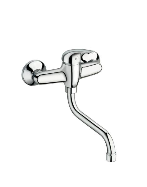 Ciao - Monocomando lavello a muro con canna a "S" da 18cm