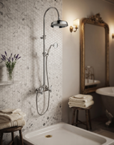 Shower & Wellness - Colonna doccia con miscelatore, duplex e soffione in ottone da Ø 200 con varie rifiniture