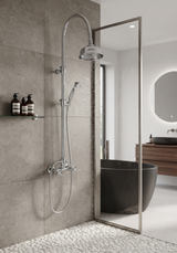 Shower & Wellness - Colonna doccia con miscelatore, duplex e soffione in ottone da Ø150 con varie rifiniture