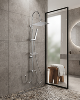 Shower & Wellness - Colonna doccia attacco da 1/2" con soffione quadrato anticalcare in acciaio di varie misure