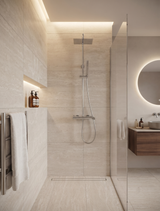 Shower & Wellness - Colonna doccia telescopica con soffione quadrato anticalcare in acciaio di varie misure e miscelatore doppia uscita