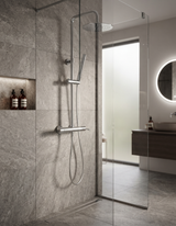 Shower & Wellness - Colonna doccia telescopica con soffione anticalcare in acciaio di varie misure e miscelatore doccia doppia uscita