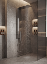 Shower & Wellness - Colonna Ecò monocomando 2 vie pioggia, presa acqua e doccetta tonda