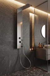 Shower & Wellness- Colonna Ecò termostatica tradizionale 2 vie pioggia, presa acqua e doccetta tonda