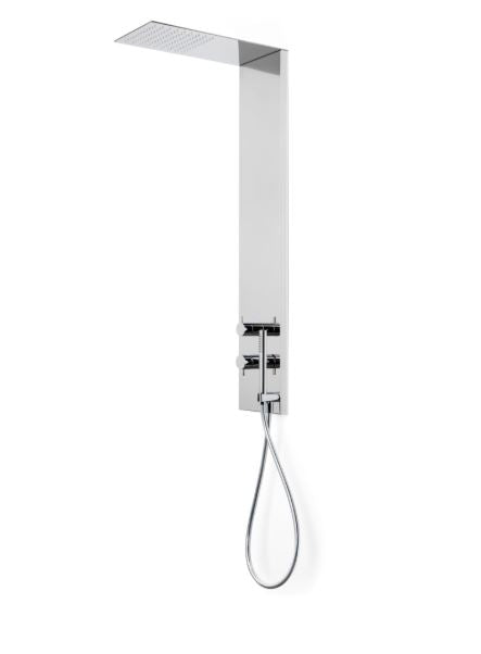Shower & Wellness - Colonna Ecò monocomando 2 vie pioggia, presa acqua e doccetta tonda