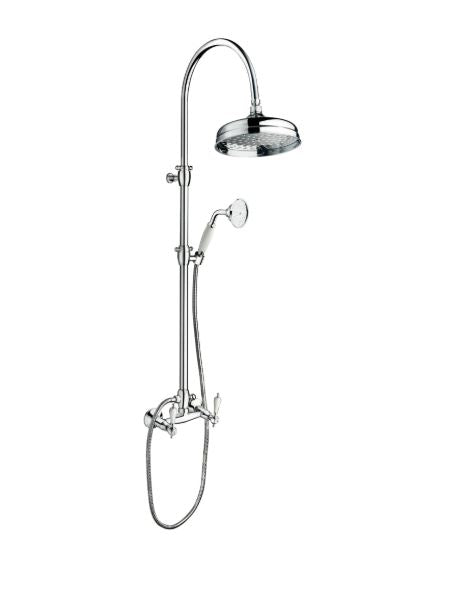 Shower & Wellness - Colonna doccia con miscelatore, duplex e soffione in ottone da Ø 200 con varie rifiniture