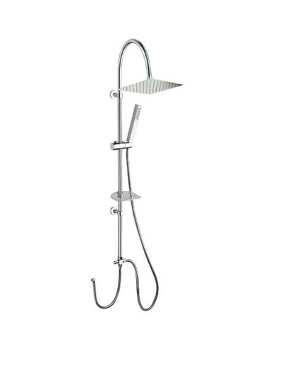 Shower & Wellness - Colonna doccia attacco da 1/2" con soffione quadrato anticalcare in acciaio di varie misure