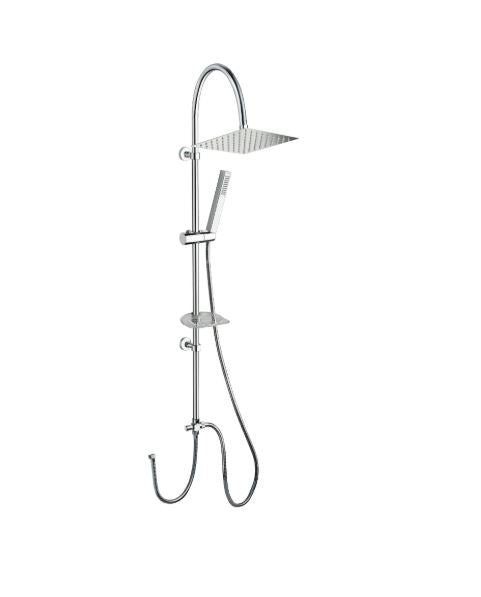 Shower & Wellness - Colonna doccia attacco da 1/2" con soffione quadrato anticalcare in acciaio di varie misure