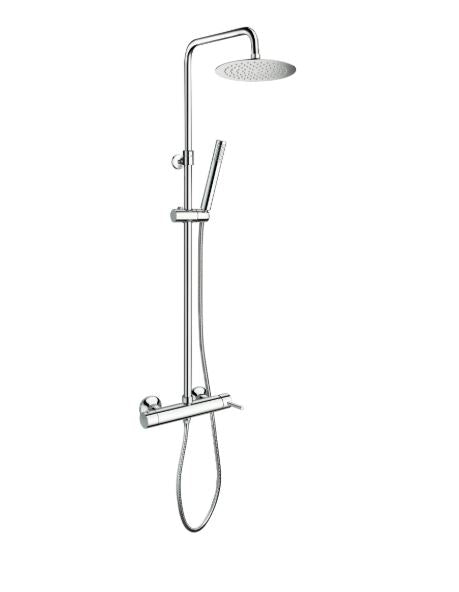 Shower & Wellness - Colonna doccia telescopica con soffione anticalcare in acciaio di varie misure e miscelatore doccia doppia uscita