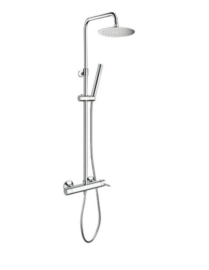 Shower & Wellness - Colonna doccia telescopica con soffione anticalcare in acciaio di varie misure e miscelatore doccia doppia uscita