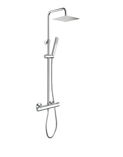 Shower & Wellness - Colonna doccia telescopica con soffione quadrato anticalcare in acciaio di varie misure e termostatico doppia uscita