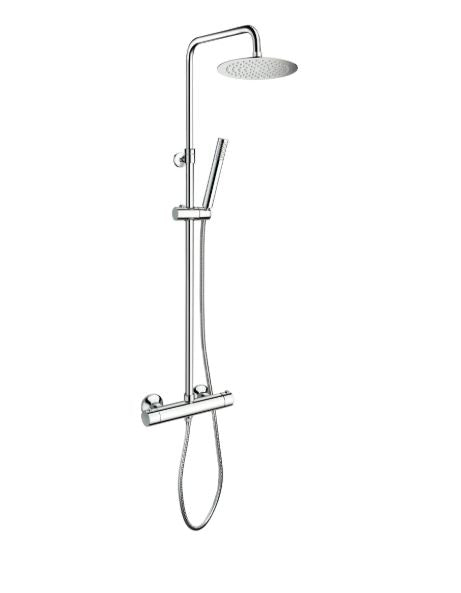 Shower & Wellness - Colonna doccia telescopica con soffione anticalcare in acciaio di varie misure e termostatico a doppia uscita