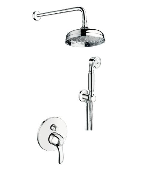 Elite – Kit doccia incasso con deviatore, con soffione in ottone ⌀200 mm e varie rifiniture