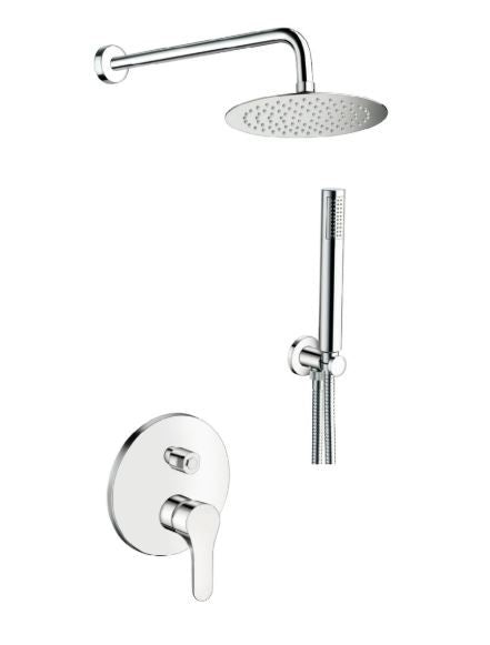 Fly – Kit doccia incasso con deviatore e soffione anticalcare in acciaio di varie misure e rifiniture