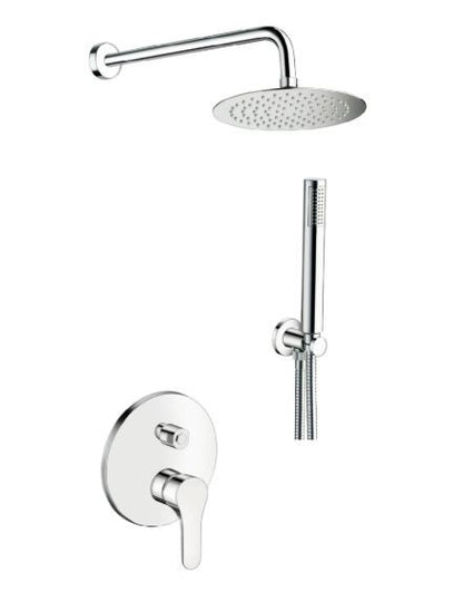 Fly – Kit doccia incasso con deviatore e soffione anticalcare in acciaio di varie misure e rifiniture