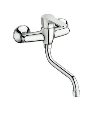 Fly – Monocomando lavello a muro con canna “S” da 18 cm e varie rifiniture