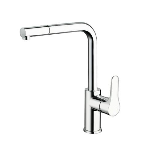 Fly – Monocomando lavello 90° doccia estraibile con varie rifiniture