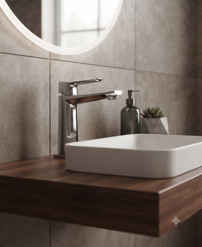 Rubino – Monocomando lavabo con varie rifiniture e con scarico a pressione