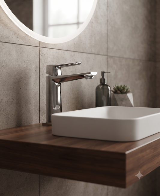 Rubino – Monocomando lavabo con varie rifiniture e con scarico a pressione