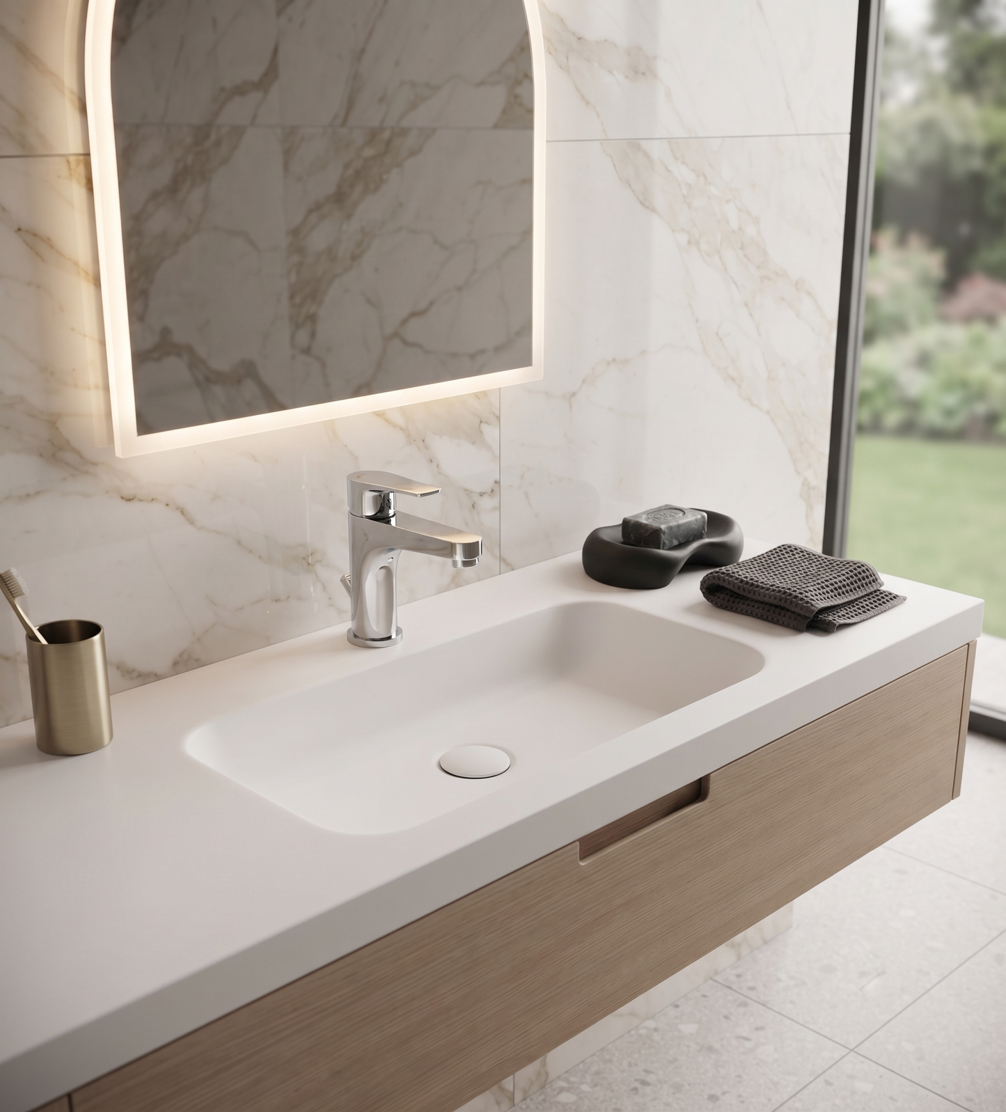 Line Monocomando lavabo senza scarico