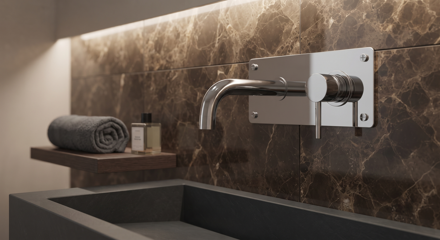 Micron - Monocomando lavabo da incasso con scarico a pressione e varie rifinitura