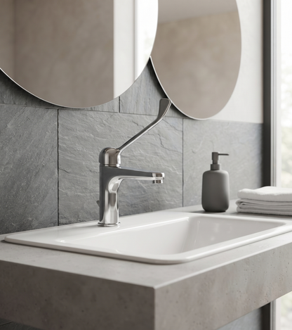 Fly – Monocomando lavabo leva clinica con scarico e varie rifiniture