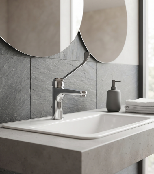 Fly – Monocomando lavabo leva clinica con scarico e varie rifiniture