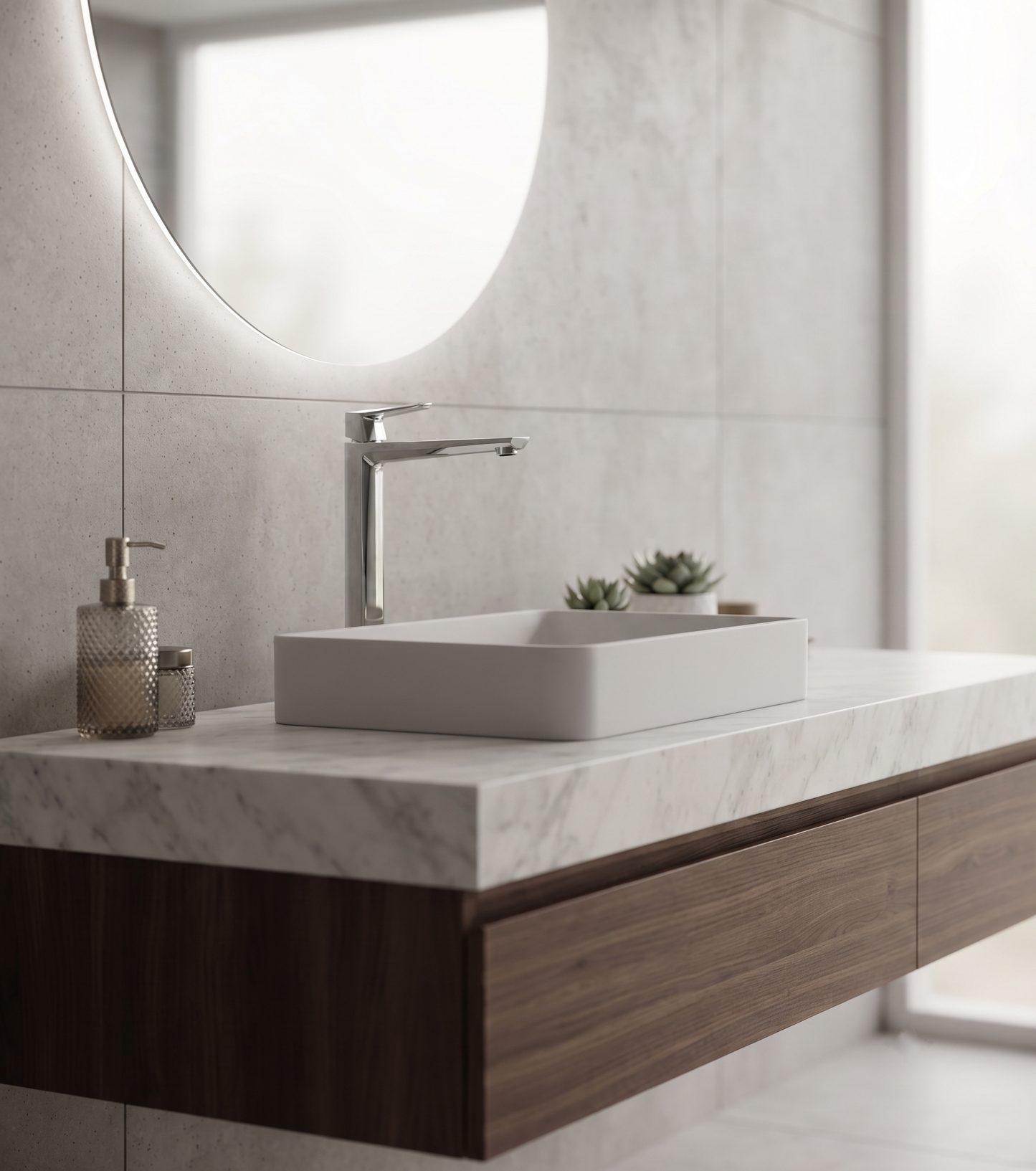 Rubino – Monocomando lavabo prolungato con varie rifiniture e scarico a pressione