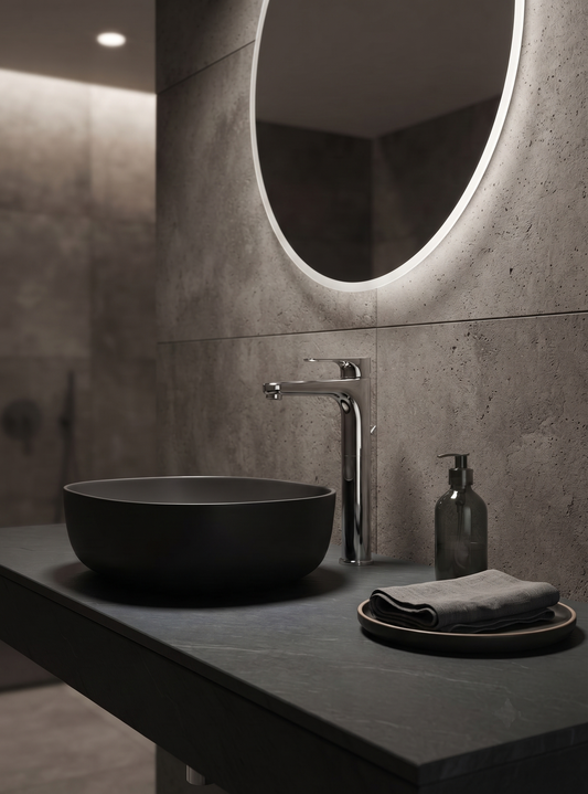 Fly – Monocomando lavabo prolungato con scarico e varie rifiniture