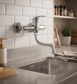 Smart - Monocomando lavello a muro con canna a "S" da 18cm