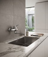 Trend - Monocomando lavello a muro con canna piatta da 17cm