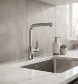 Fly – Monocomando lavello 90° doccia estraibile con varie rifiniture