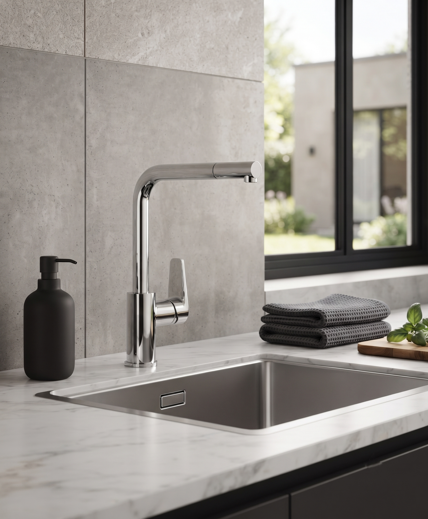 Line - Monocomando lavello doccia estraibile "pull-out" con varie rifiniture