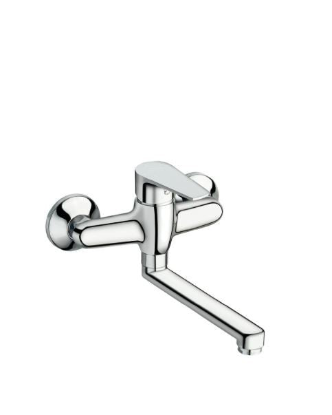 Line - Monocomando lavello a muro con canna piatta da 17cm