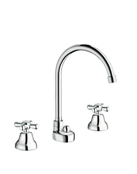 Maya - Batteria lavabo canna girevole con scarico e varie rifiniture