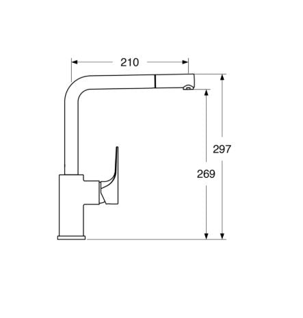 Fly – Monocomando lavello 90° doccia estraibile con varie rifiniture