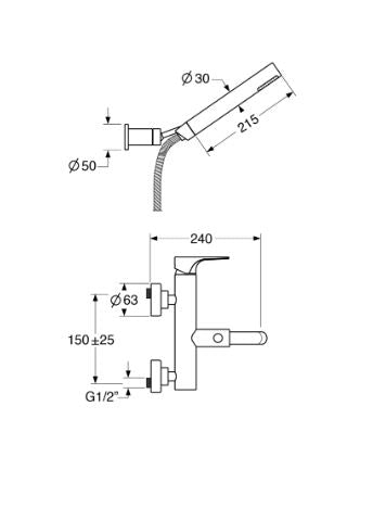 Fly – Monocomando vasca leva laterale con duplex