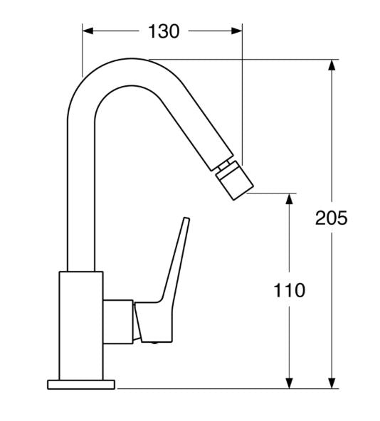 Rubino – Monocomando bidet leva laterale con varie rifiniture senza scarico