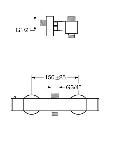 Termostatico – Miscelatore termostatico esterno doccia quadrato doppia uscita